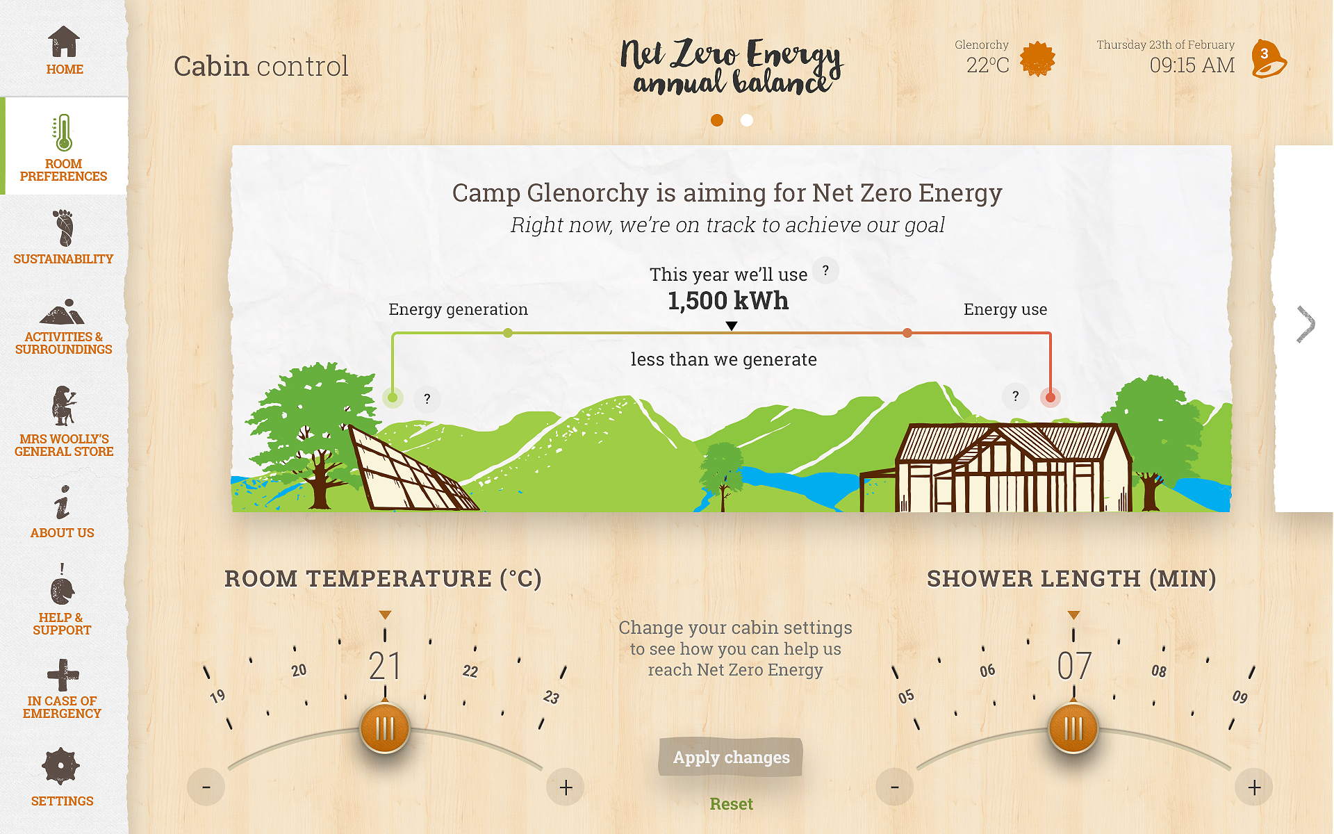 Camp Glenorchy guest app controls