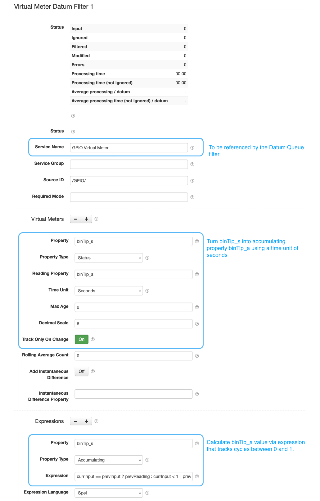 GPIO Control Datum Source settings